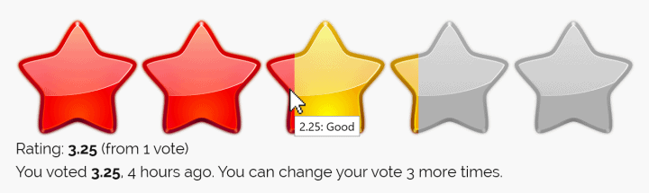 Example rating block using Crystal Stars images